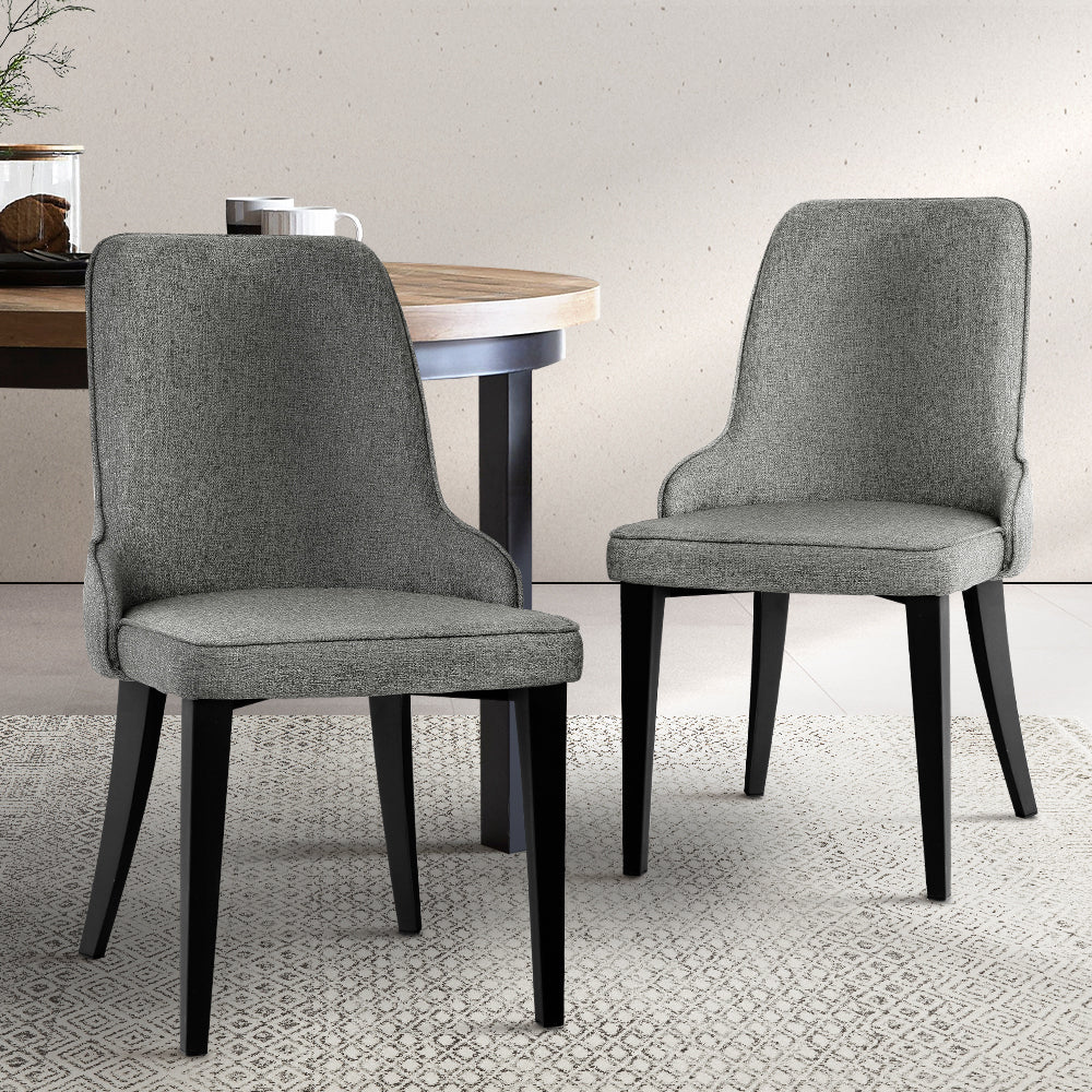 Set of 2 Fabric Dining Chairs Grey