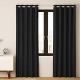 2 Panels Blockout Curtains Shine Eyelet Black 140X230cm