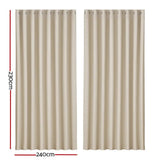 2 Panels Blockout Curtains Beige Eyelet 240X230cm