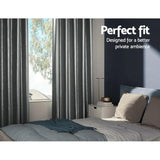 2 Panels Blockout Curtains Shine Eyelet Grey