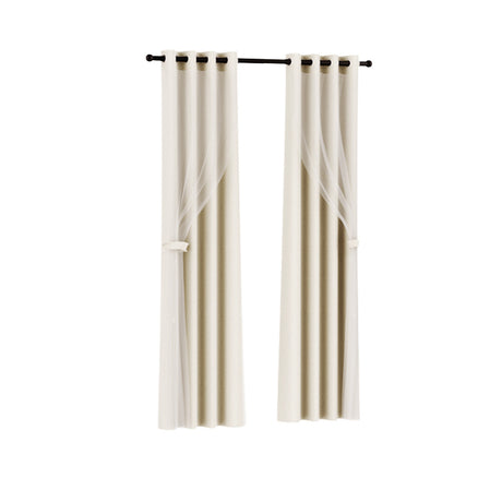 2X 132x242cm Blockout Sheer Curtains Beige