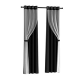 2X 132x274cm Blockout Sheer Curtains Black