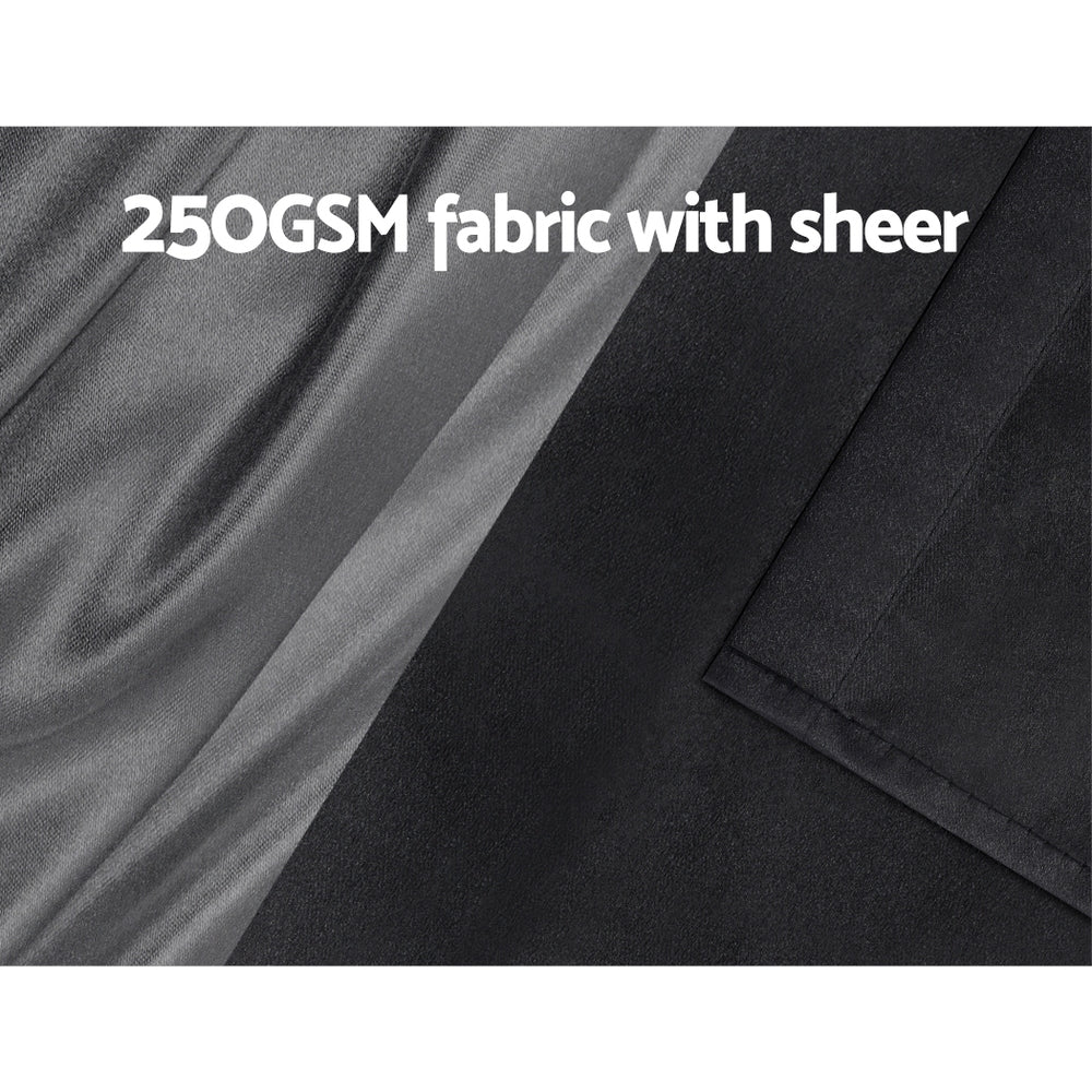 2X 132x274cm Blockout Sheer Curtains Black