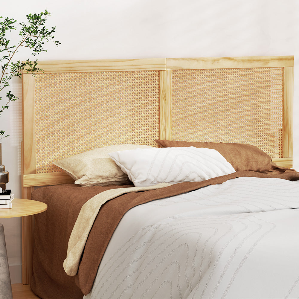 RIBO Rattan Queen Bed Head