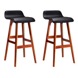 2x Bar Stools Vintage Leather Seat Plywood Base