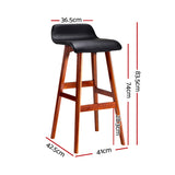 2x Bar Stools Vintage Leather Seat Plywood Base