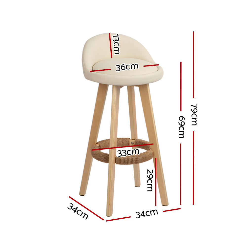 2x Bar Stools white Upholstered Chairs