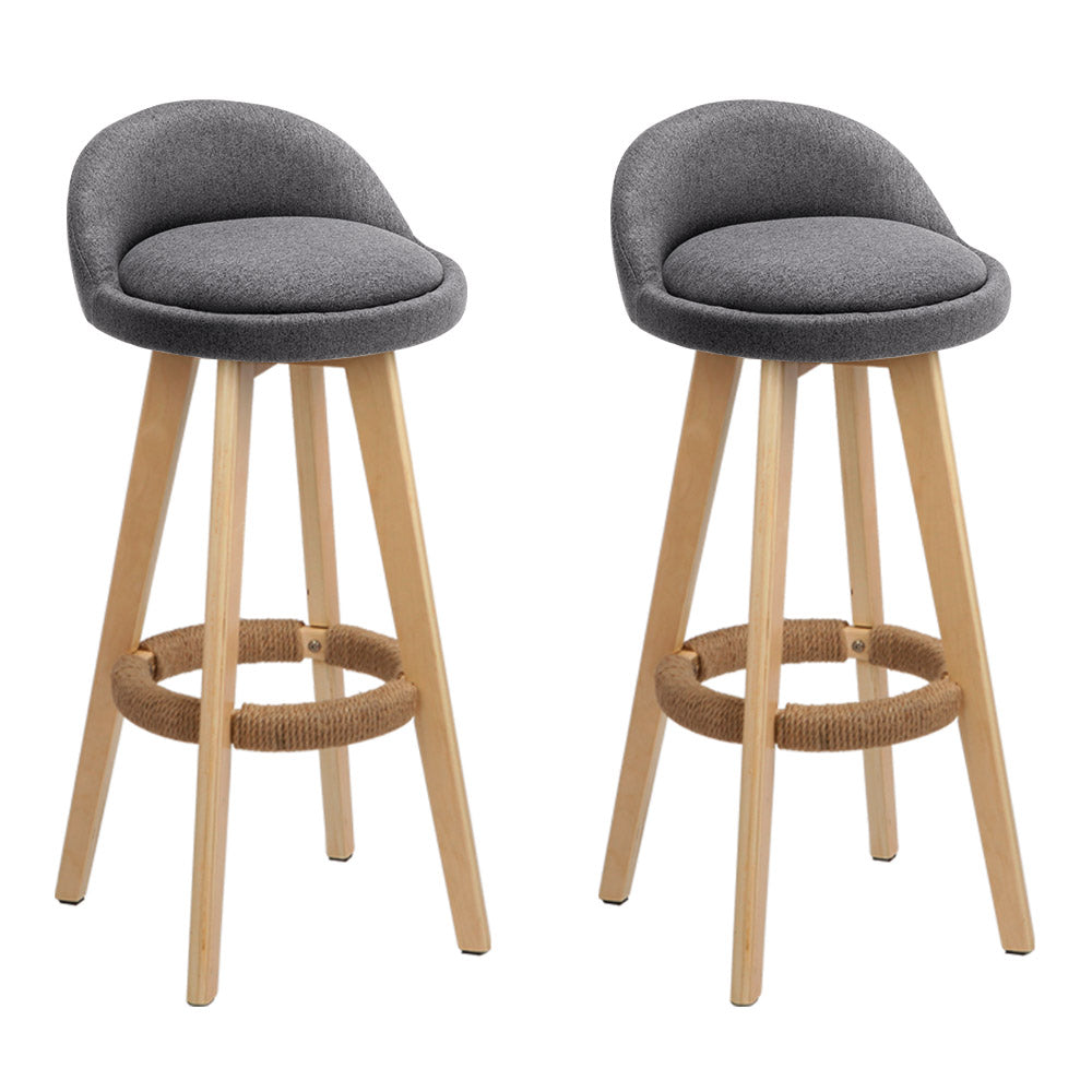 Set of 2 Counter Stools Wooden Grey