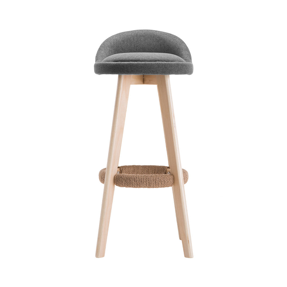 Set of 2 Counter Stools Wooden Grey