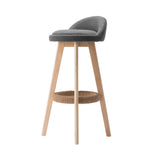 Set of 2 Counter Stools Wooden Grey