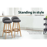 Set of 2 Counter Stools Wooden Grey