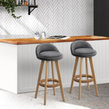 Set of 2 Counter Stools Wooden Grey