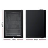 Devanti 115L Bar Fridge Glass Door w/Light Black