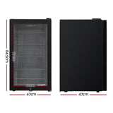 Devanti 98L Bar Fridge Glass Door w/Light Black