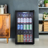 Devanti 98L Bar Fridge Glass Door w/Light Black