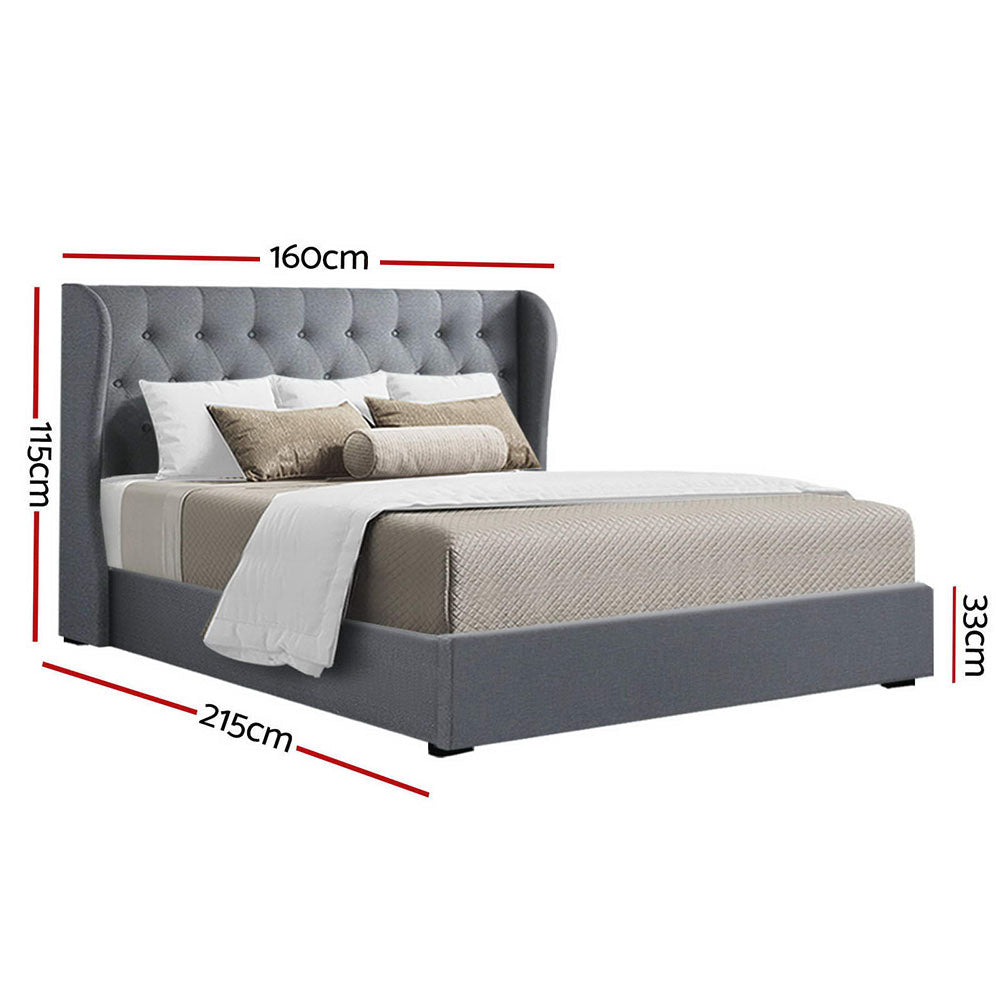 Grey Gas Lift Queen Bed Frame