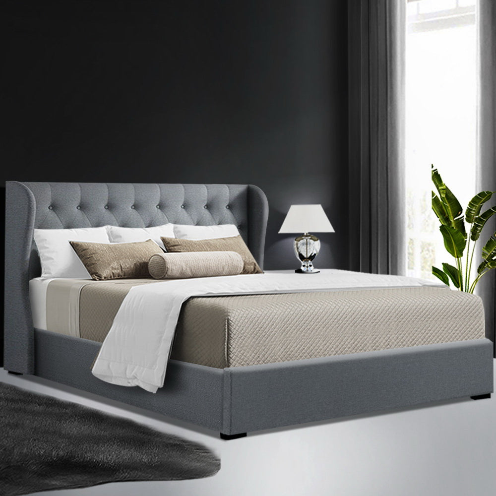 Grey Gas Lift Queen Bed Frame