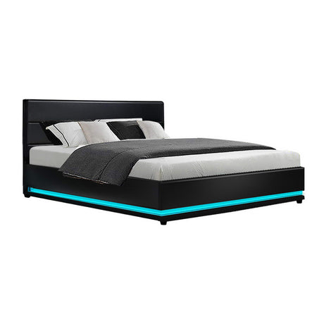 King Bed Frame - Lumi - LED Gas Lift