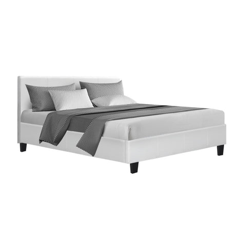 Neo Bed Frame Double Size White Upholstered