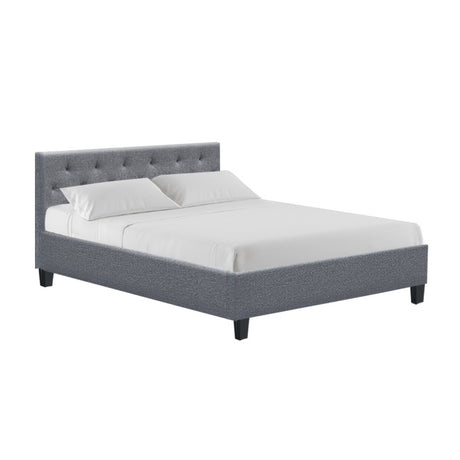 Bed Frame Double Size Gas Lift Grey VILA