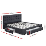 Avio Charcoal Bed Frame Double Size