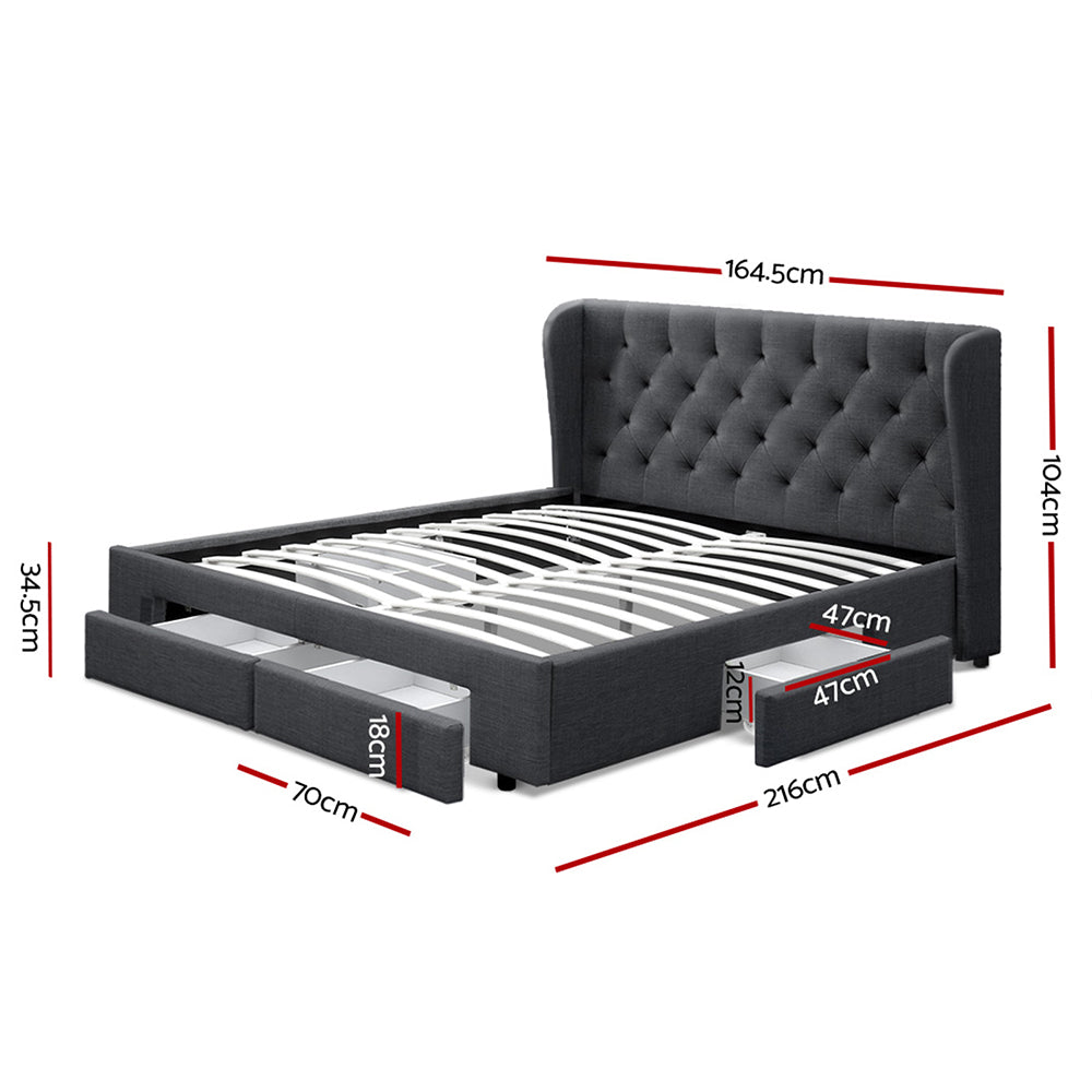 Mila Charcoal Bed Frame Queen Size