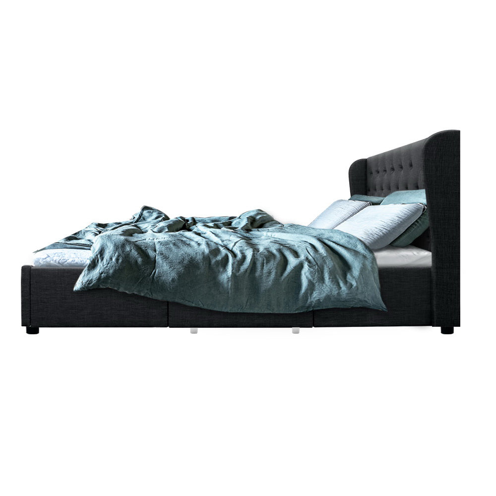 Mila Charcoal Bed Frame Queen Size