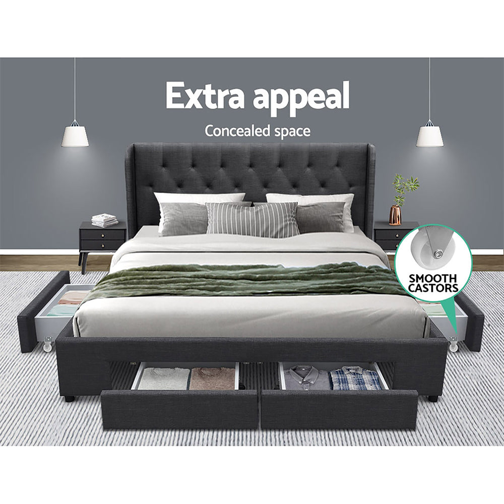 Mila Charcoal Bed Frame Queen Size