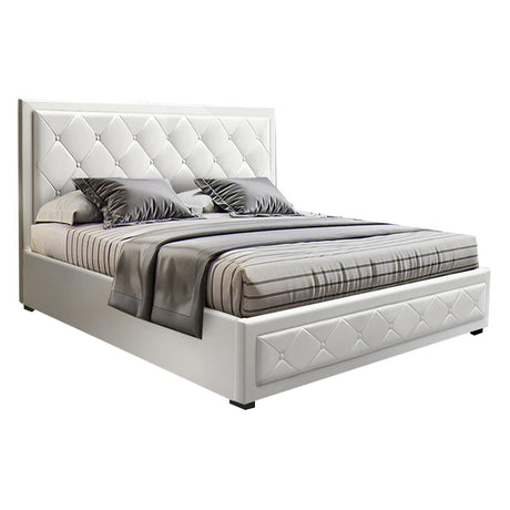 Double White Tiyo Gas Lift Bed Frame