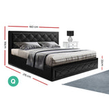 Tiyo Bed Frame Queen Size Gas Lift Base Black