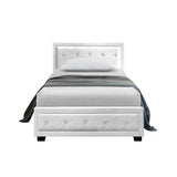 Tiyo White King Single Gas Lift Bed Frame