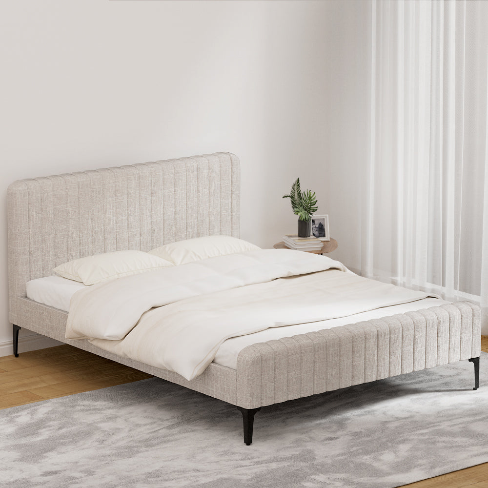 AMMY Beige Queen Bed Frame