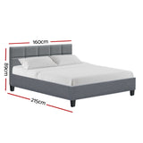 Tino Grey Bed Frame - Queen Bed