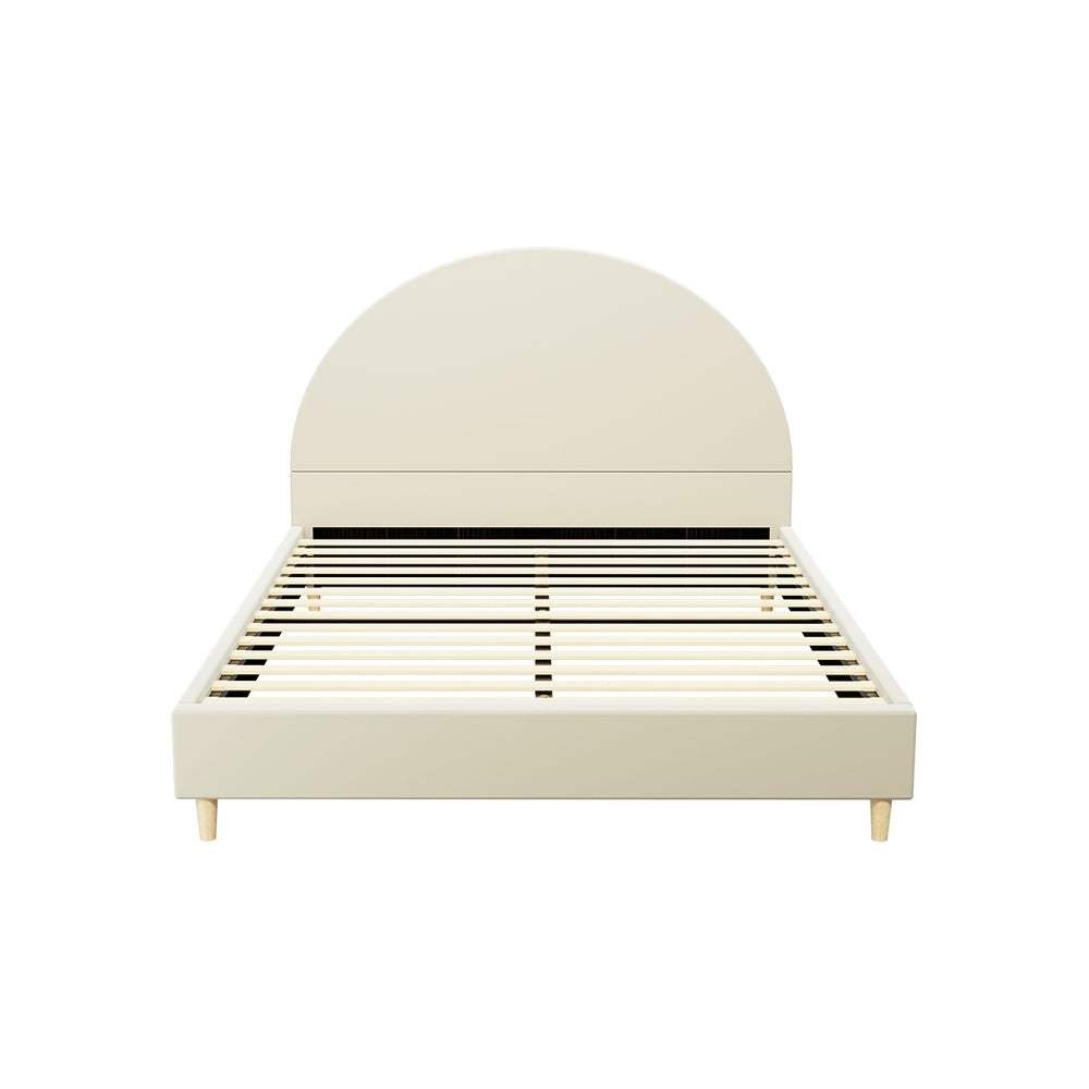 ELLA Velvet Cream Queen Bed Frame