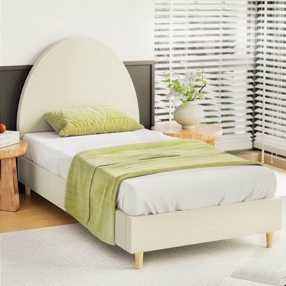 Ella Single Bed Frame Velvet Cream