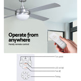 Devanti 52'' Ceiling Fan AC Motor w/Light w/Remote - Silver