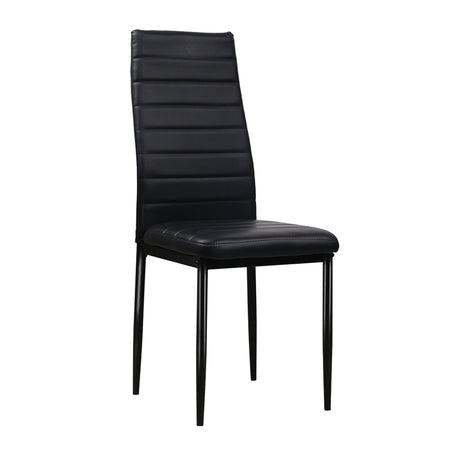 Dining Chairs PVC Leather Set 4 Chair Set Black
