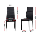 Dining Chairs PVC Leather Set 4 Chair Set Black