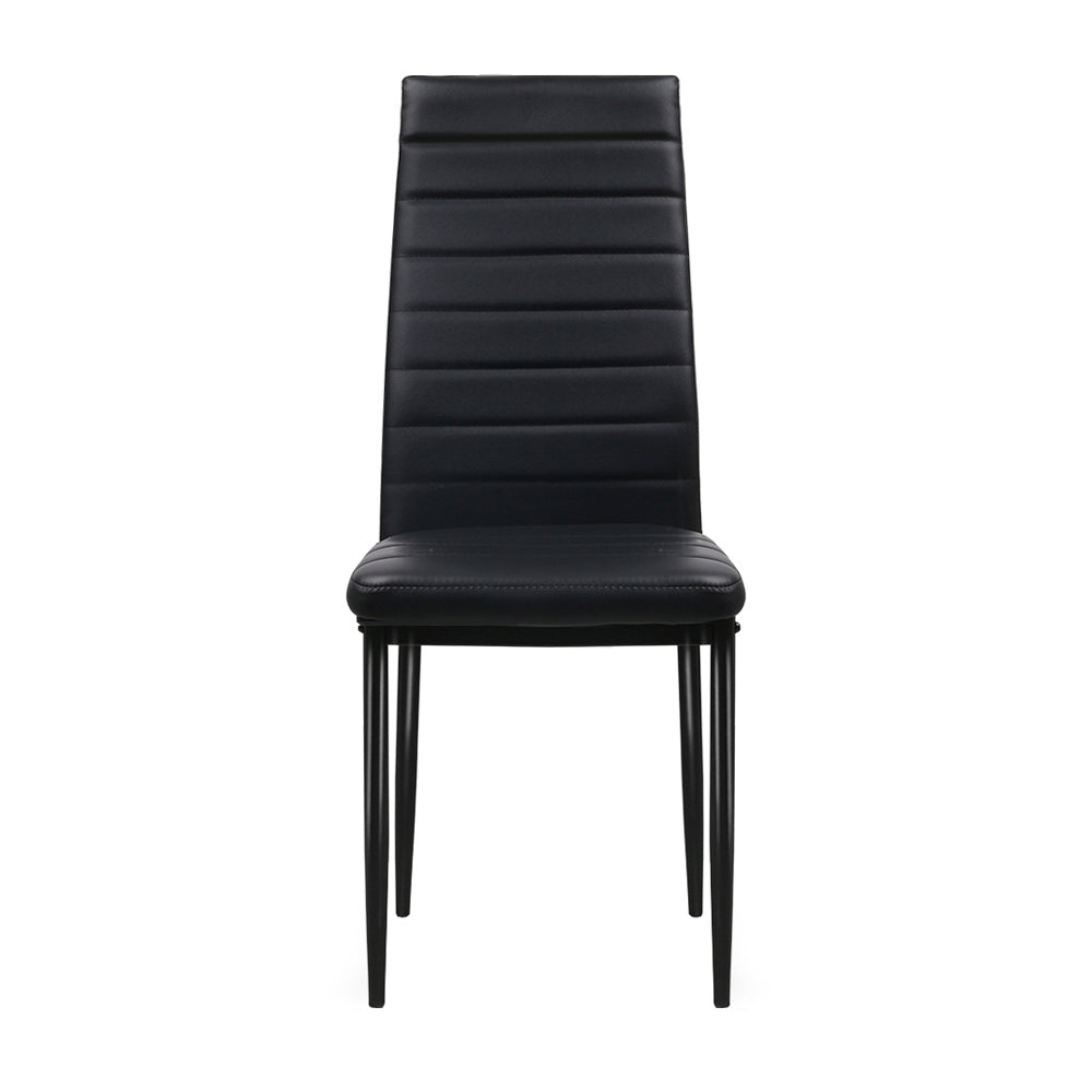 Dining Chairs PVC Leather Set 4 Chair Set Black