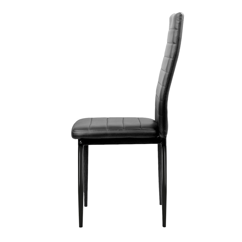 Dining Chairs PVC Leather Set 4 Chair Set Black