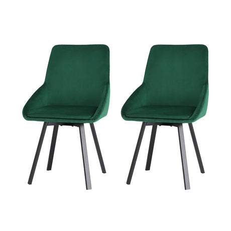 Sam Dining Chairs Set 2 Swivel Green & Black