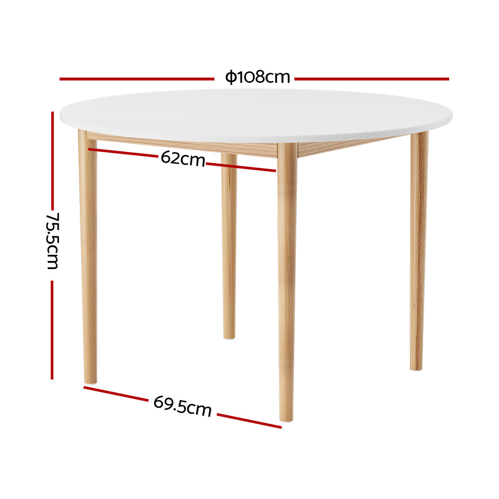 Demi Dining Table 108cm Round Top with Pine Legs