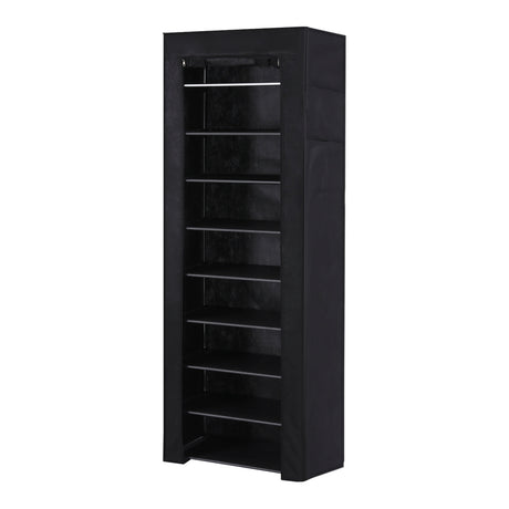 Shoe Rack 10-tier 27 Pairs Removable Cover Black