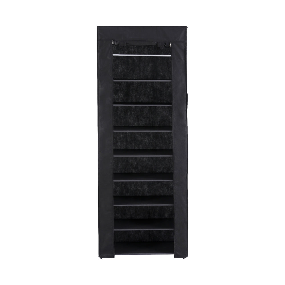 Shoe Rack 10-tier 27 Pairs Removable Cover Black