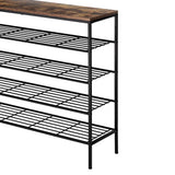 Metal and Dark Wood Shoe Rack with Bench