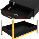Ember Bedside Table Drawers Side Table Shelf Storage Nightstand Black MASON