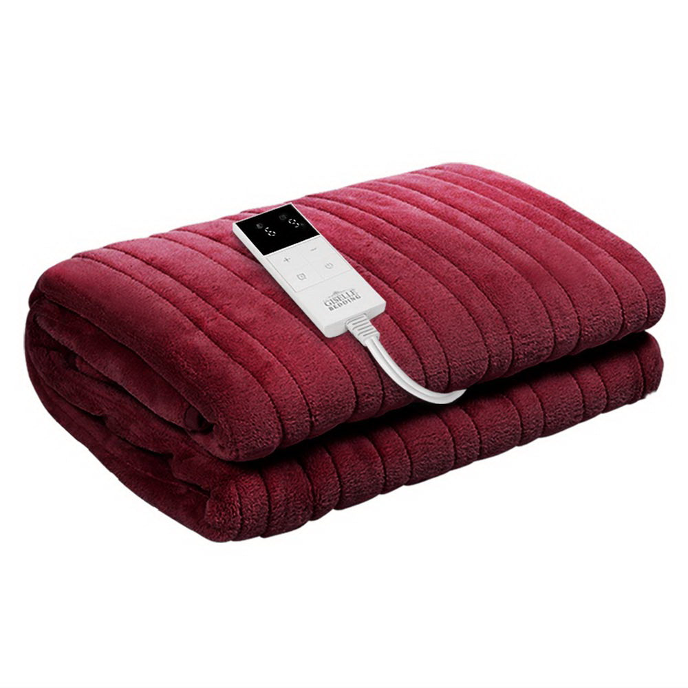 Giselle Electric Throw Heated Blanket Fleece Red