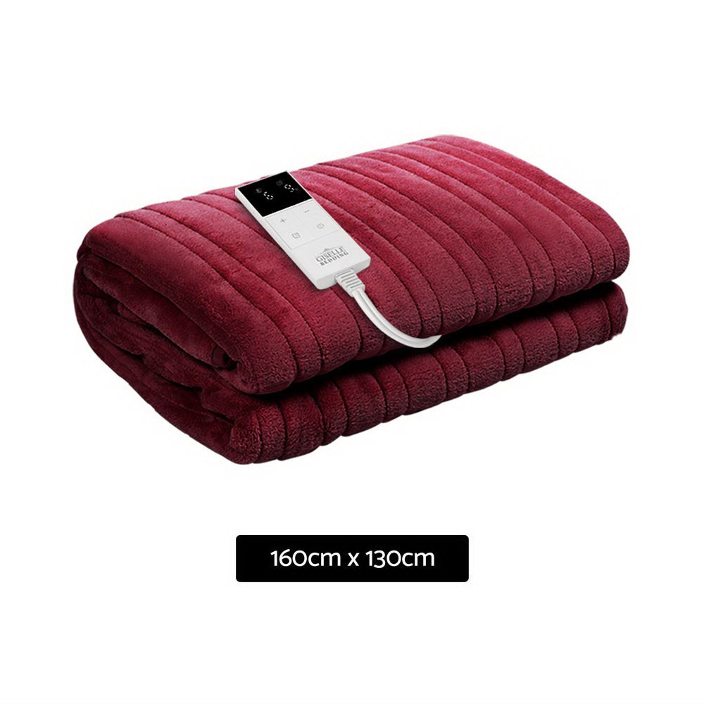 Giselle Electric Throw Heated Blanket Fleece Red