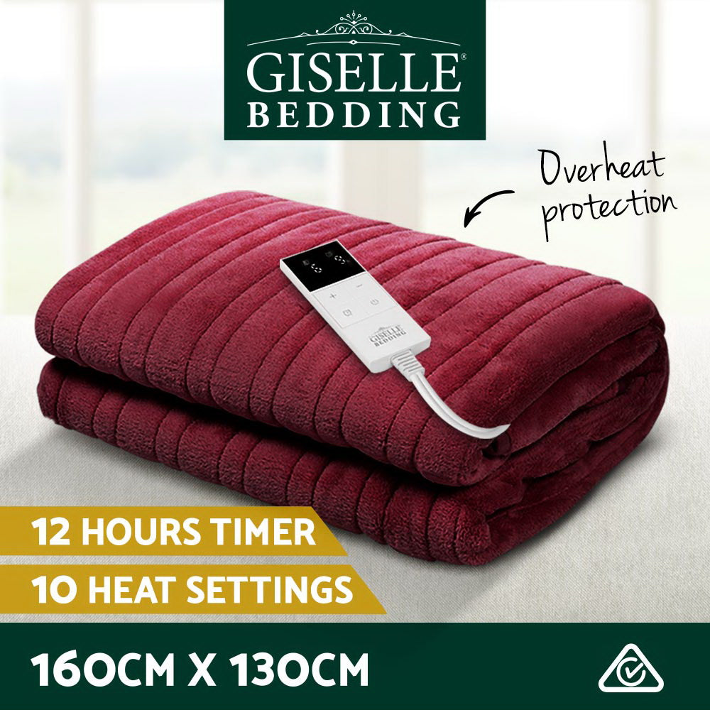 Giselle Electric Throw Heated Blanket Fleece Red