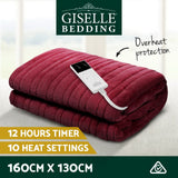 Giselle Electric Throw Heated Blanket Fleece Red